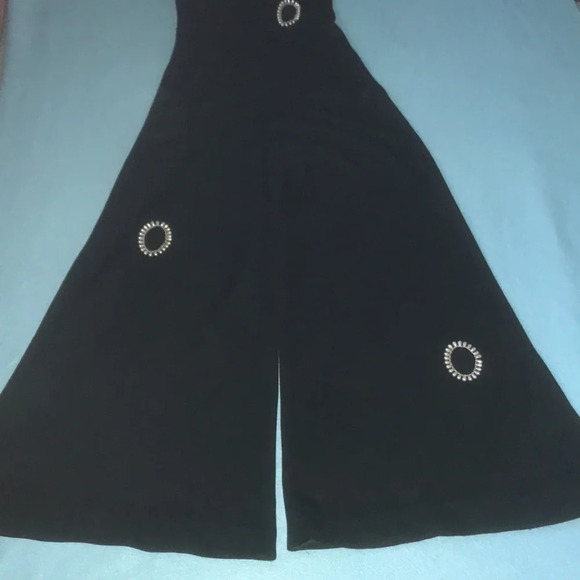 VINTAGE wide leg jumpsuit lined pearl accent cutouts elegant and groovy size S - Picture 2 of 9